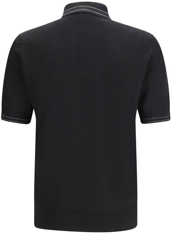 Dolce & Gabbana Black Silk Polo Shirt Zwart