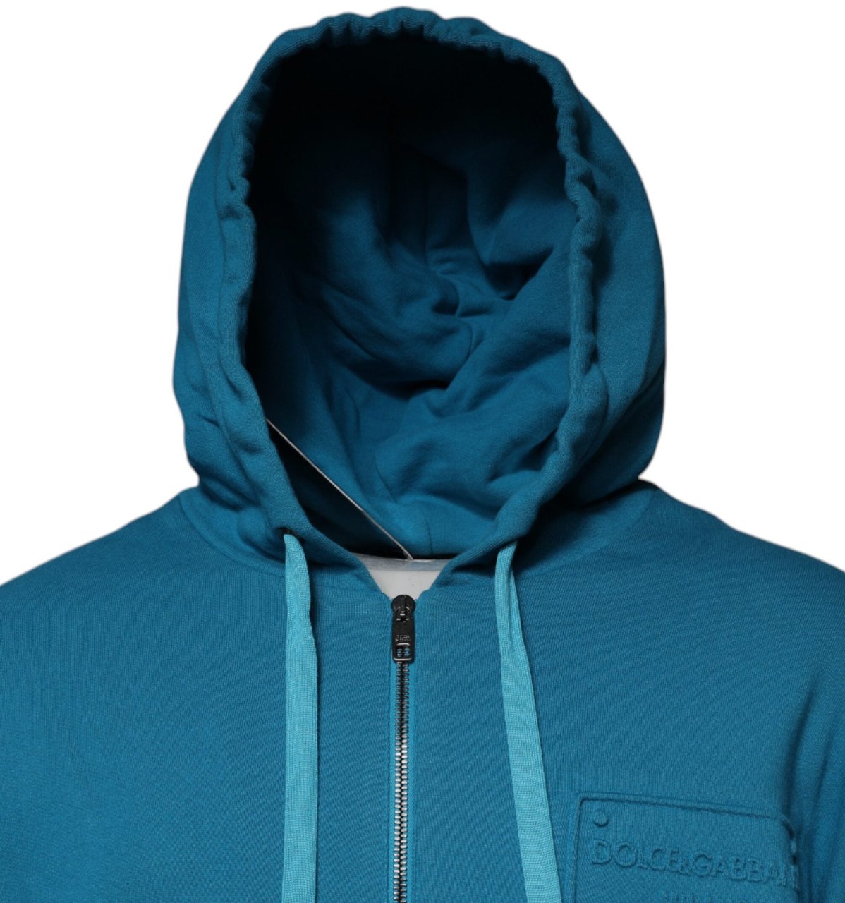 Dolce & Gabbana Blue Logo Cotton Hooded Sweatshirt Sweater Blauw