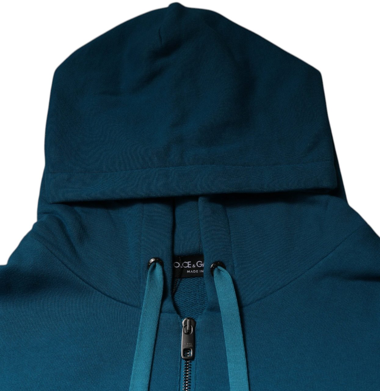 Dolce & Gabbana Blue Logo Cotton Hooded Sweatshirt Sweater Blauw