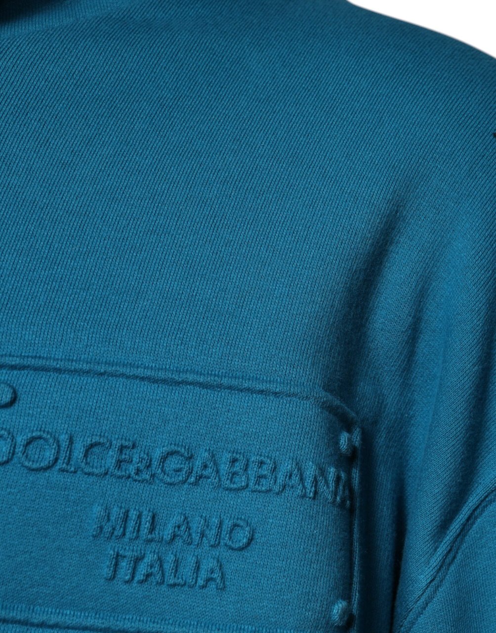 Dolce & Gabbana Blue Logo Cotton Hooded Sweatshirt Sweater Blauw