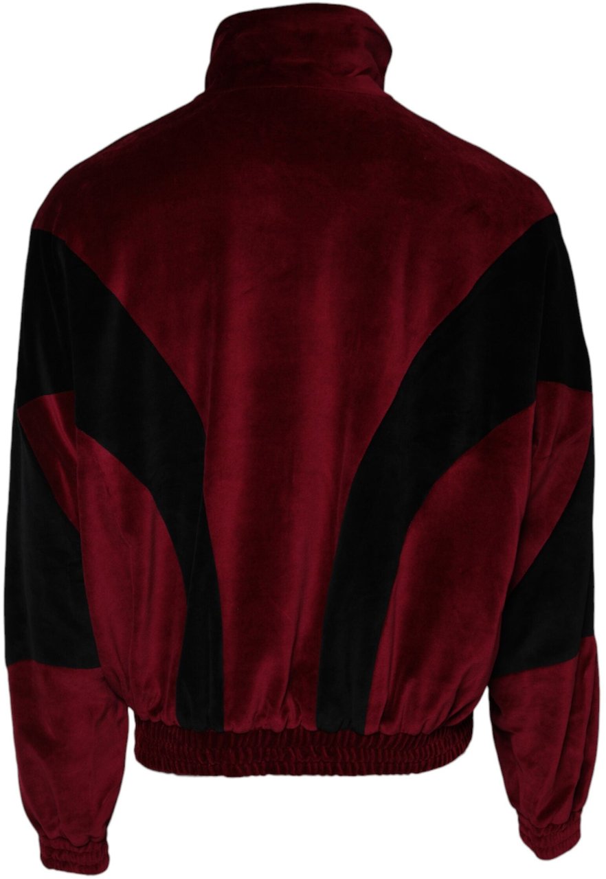 Dolce & Gabbana Red Black Cotton Logo FullZip Bomber Jacket Divers