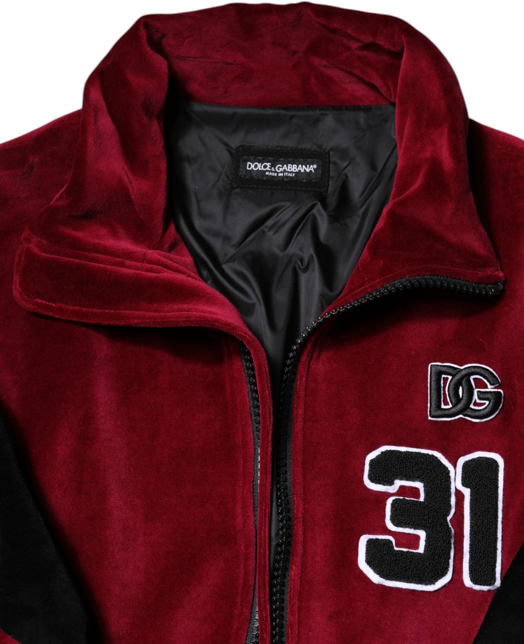 Dolce & Gabbana Red Black Cotton Logo FullZip Bomber Jacket Divers