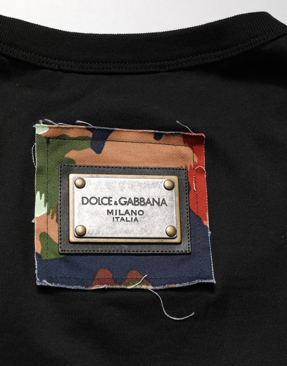 Dolce & Gabbana Black Italians Do It Better Camo Pocket Men T-shirt Zwart
