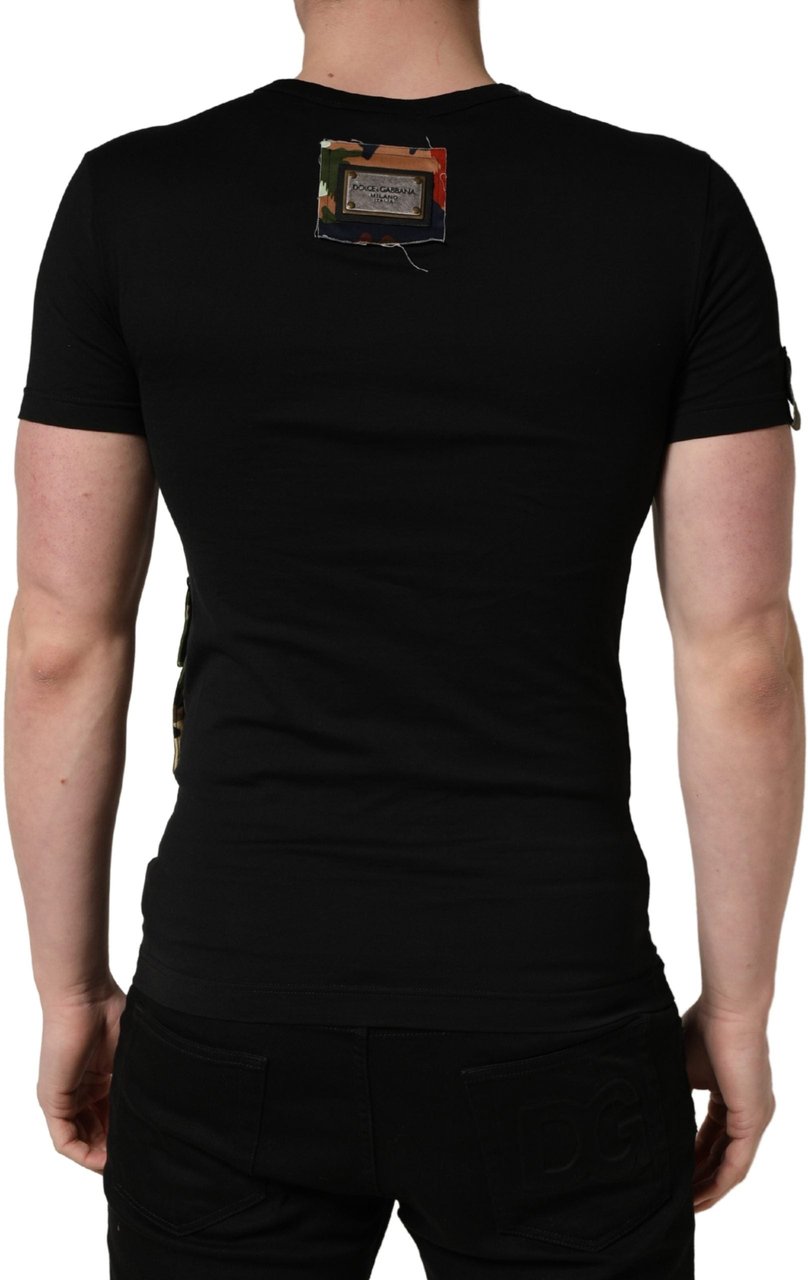 Dolce & Gabbana Black Italians Do It Better Camo Pocket Men T-shirt Zwart