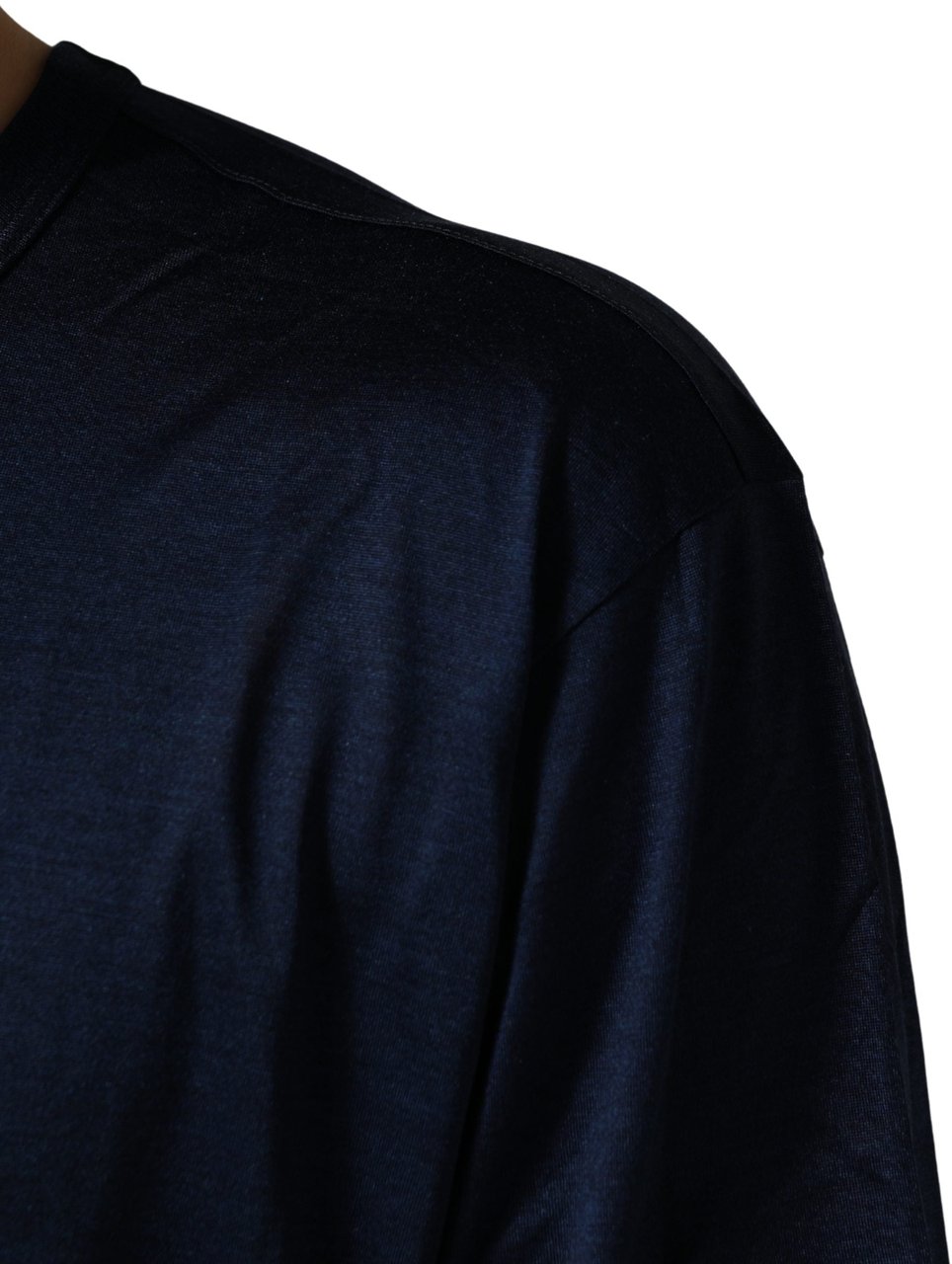 Dolce & Gabbana Dark Blue Silk Short Sleeve CrewNeck T-shirt Blauw