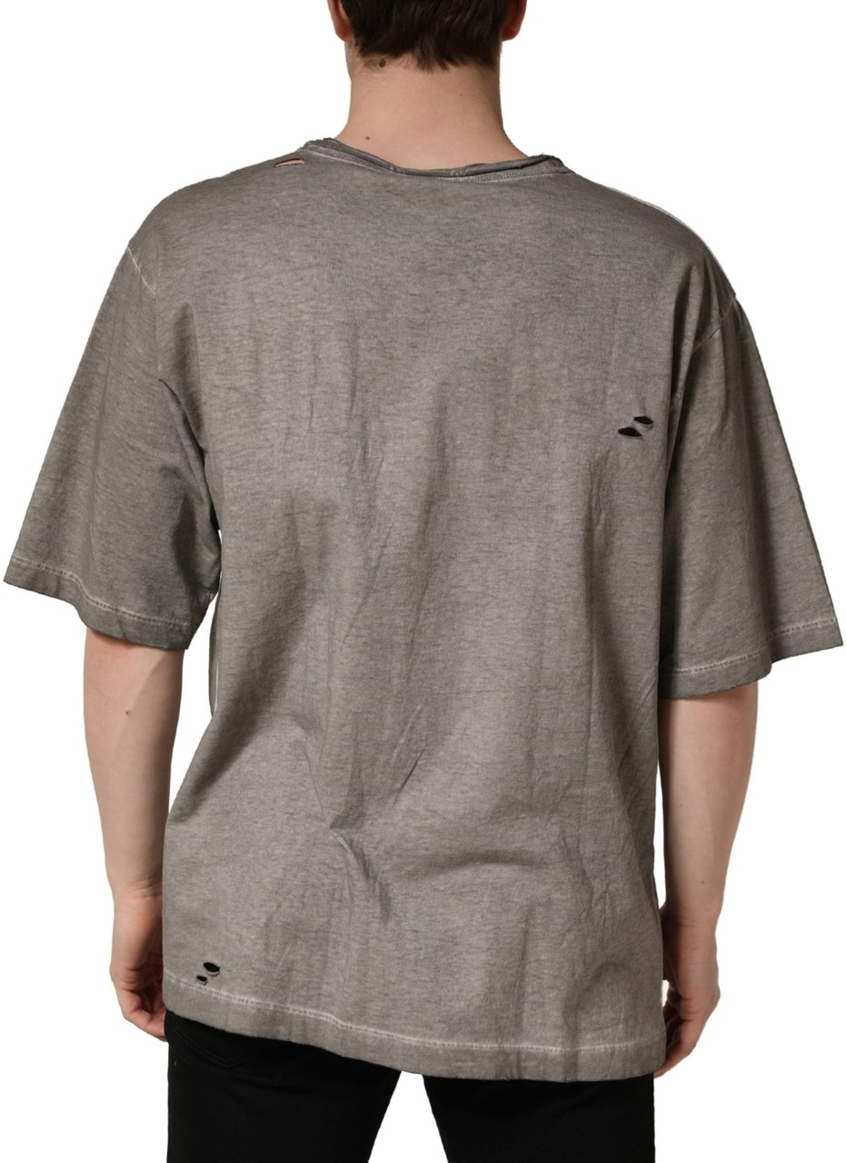 Dolce & Gabbana Gray DG Logo Print Cotton Round Neck T-shirt Grijs