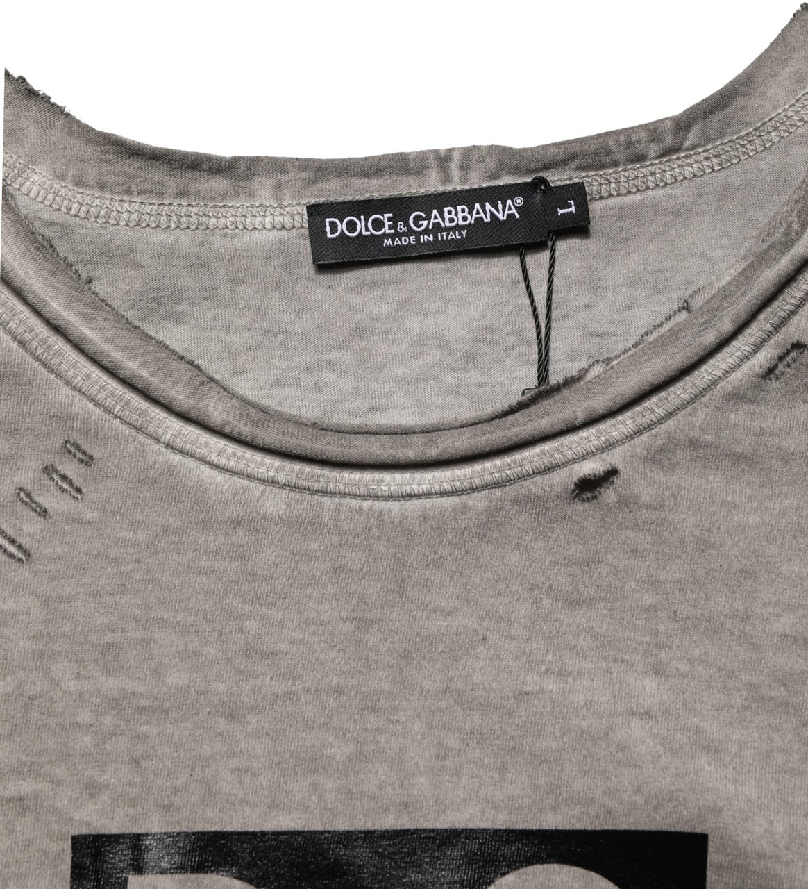 Dolce & Gabbana Gray DG Logo Print Cotton Round Neck T-shirt Grijs