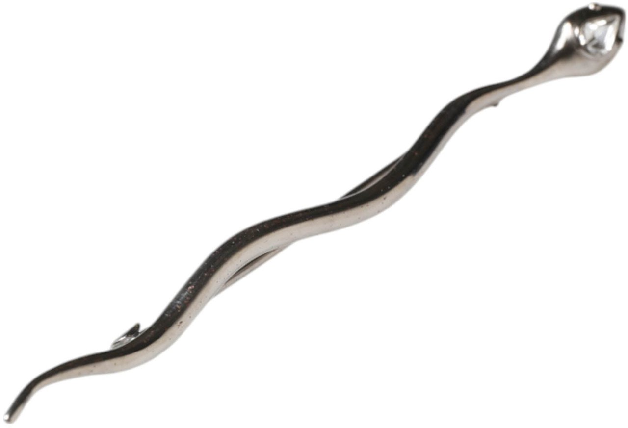 Dolce & Gabbana Silver Brass Crystal Spilla Serpente Mens Brooch Pin Zilver