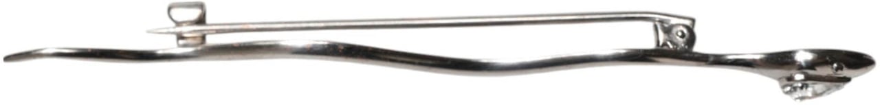 Dolce & Gabbana Silver Brass Crystal Spilla Serpente Mens Brooch Pin Zilver