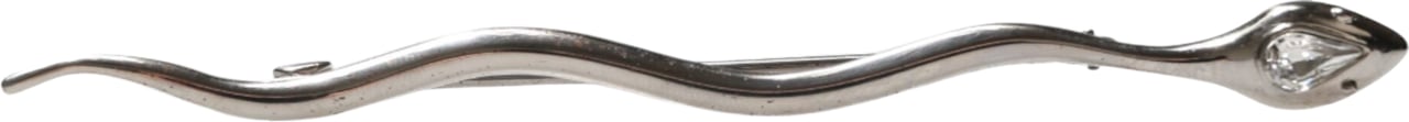 Dolce & Gabbana Silver Brass Crystal Spilla Serpente Mens Brooch Pin Zilver