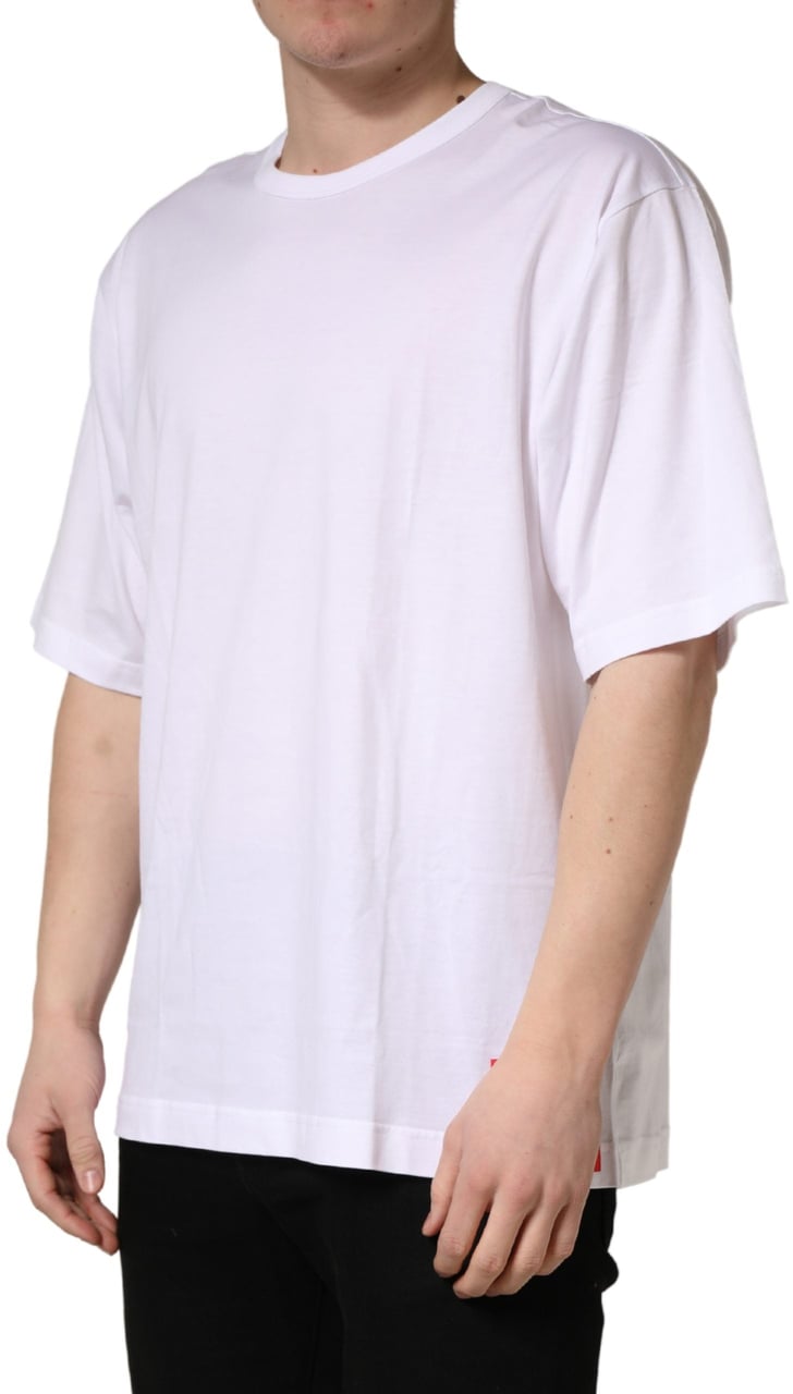 Dolce & Gabbana White Cotton Short Sleeves Crew Neck T-shirt Wit