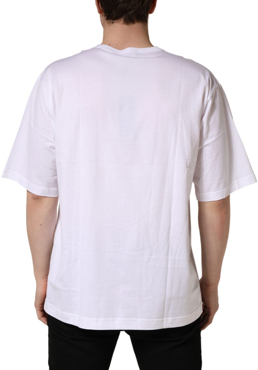 Dolce & Gabbana White Cotton Short Sleeves Crew Neck T-shirt Wit
