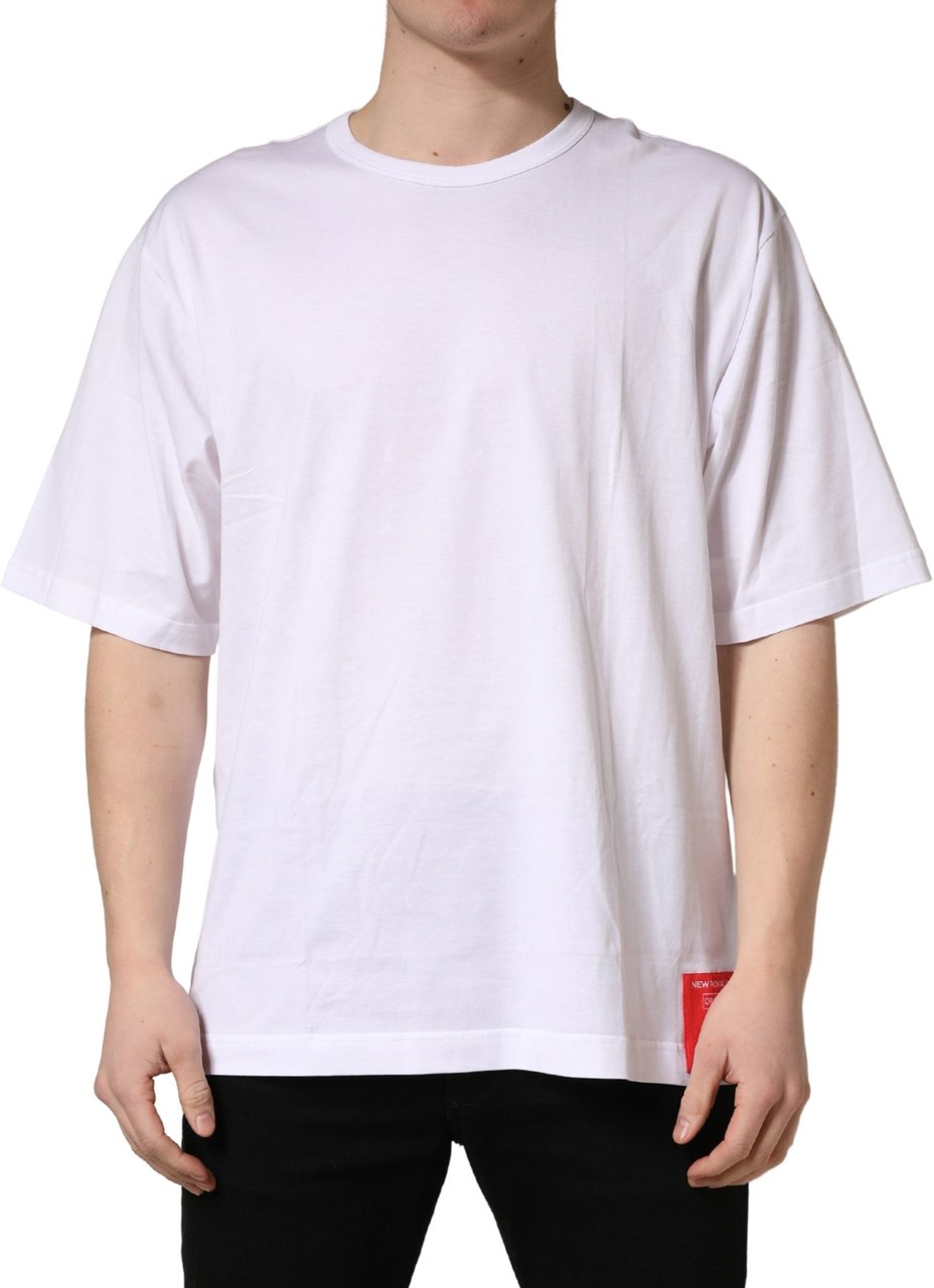 Dolce & Gabbana White Cotton Short Sleeves Crew Neck T-shirt Wit