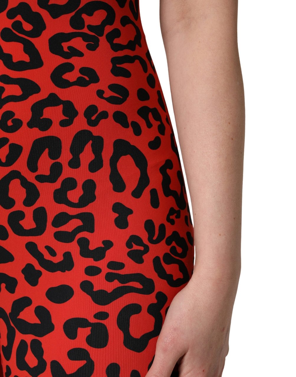 Dolce & Gabbana Black Red Nylon Leopard Pattern Jumpsuit Divers