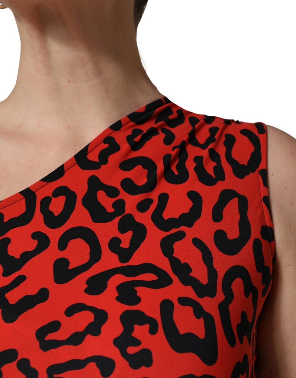 Dolce & Gabbana Black Red Nylon Leopard Pattern Jumpsuit Divers