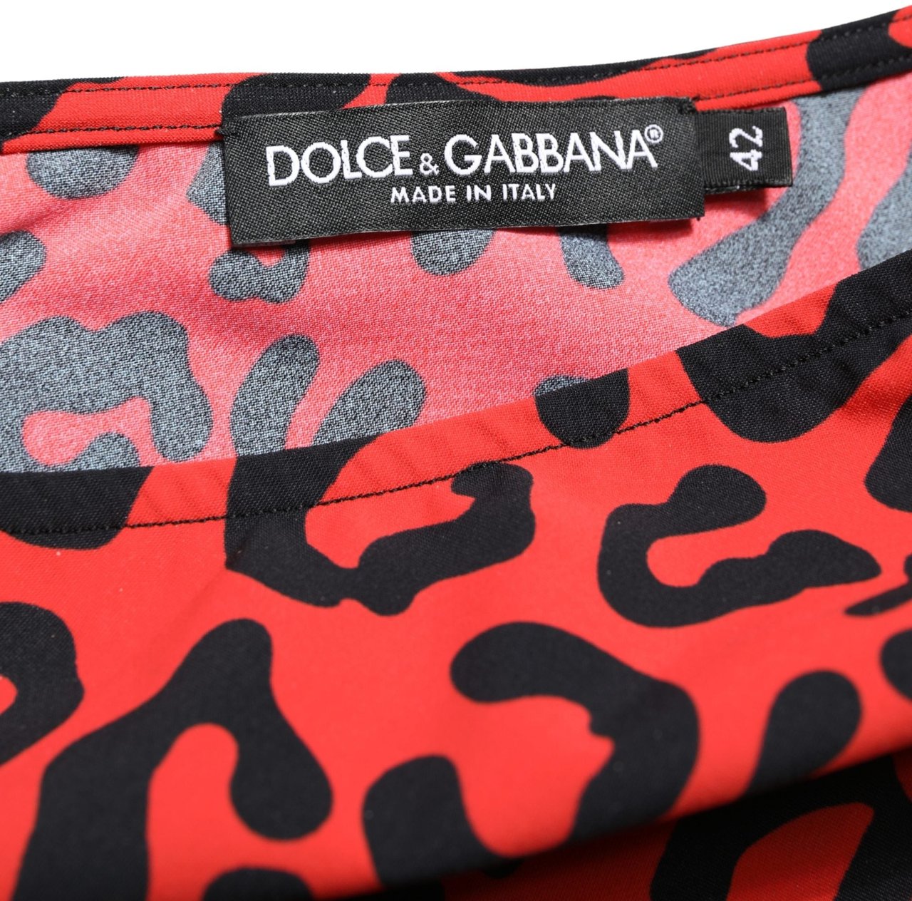 Dolce & Gabbana Black Red Nylon Leopard Pattern Jumpsuit Divers