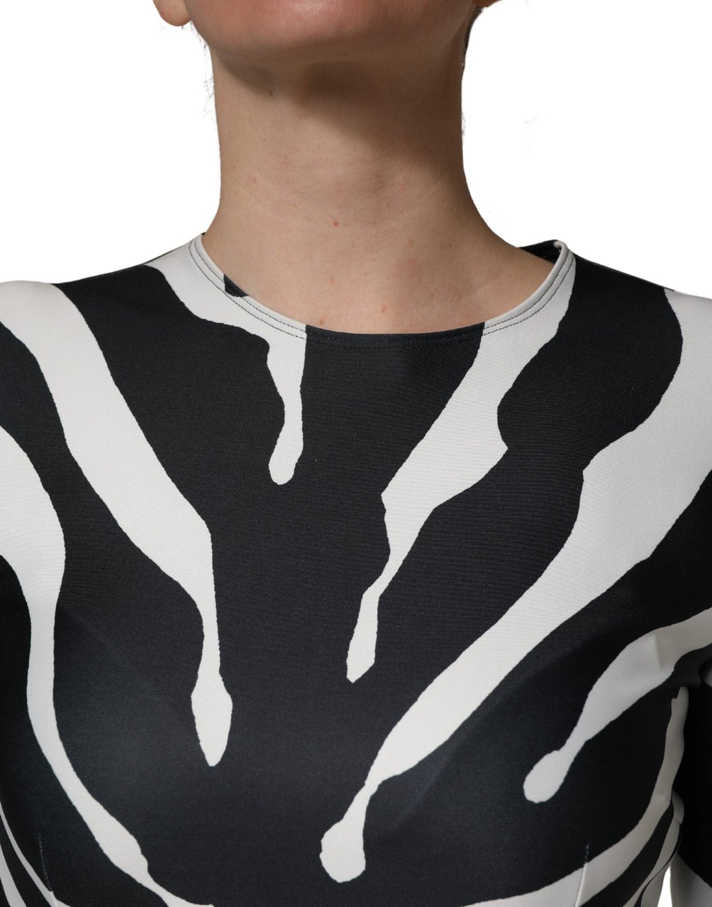 Dolce & Gabbana Black White Polyester Zebra Pattern Jumpsuit Divers