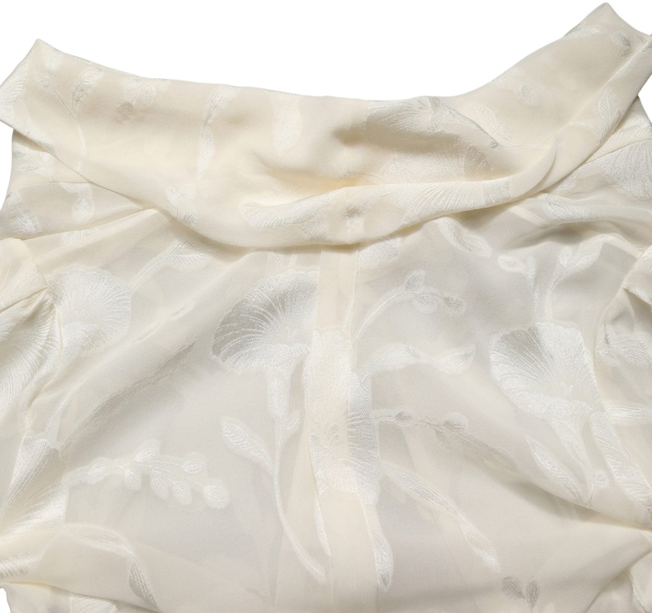 Dolce & Gabbana Off White Floral Semi Sheer Silk Blouse Top Wit