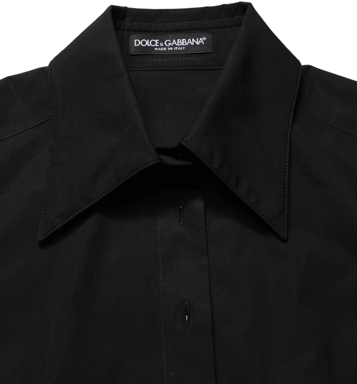 Dolce & Gabbana Black Cotton Sleeveless Collared Blouse Top Zwart