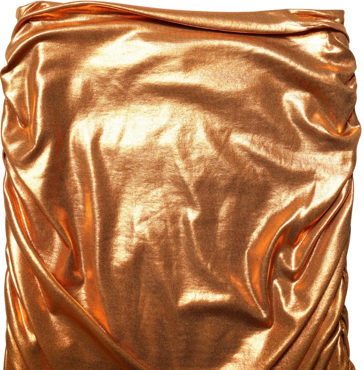 Dolce & Gabbana Metallic Orange Ruched Lame Bodycon Mini Skirt Oranje