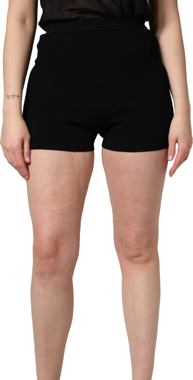 Dolce & Gabbana Black Viscose High Waisted Hot Pants Shorts Zwart