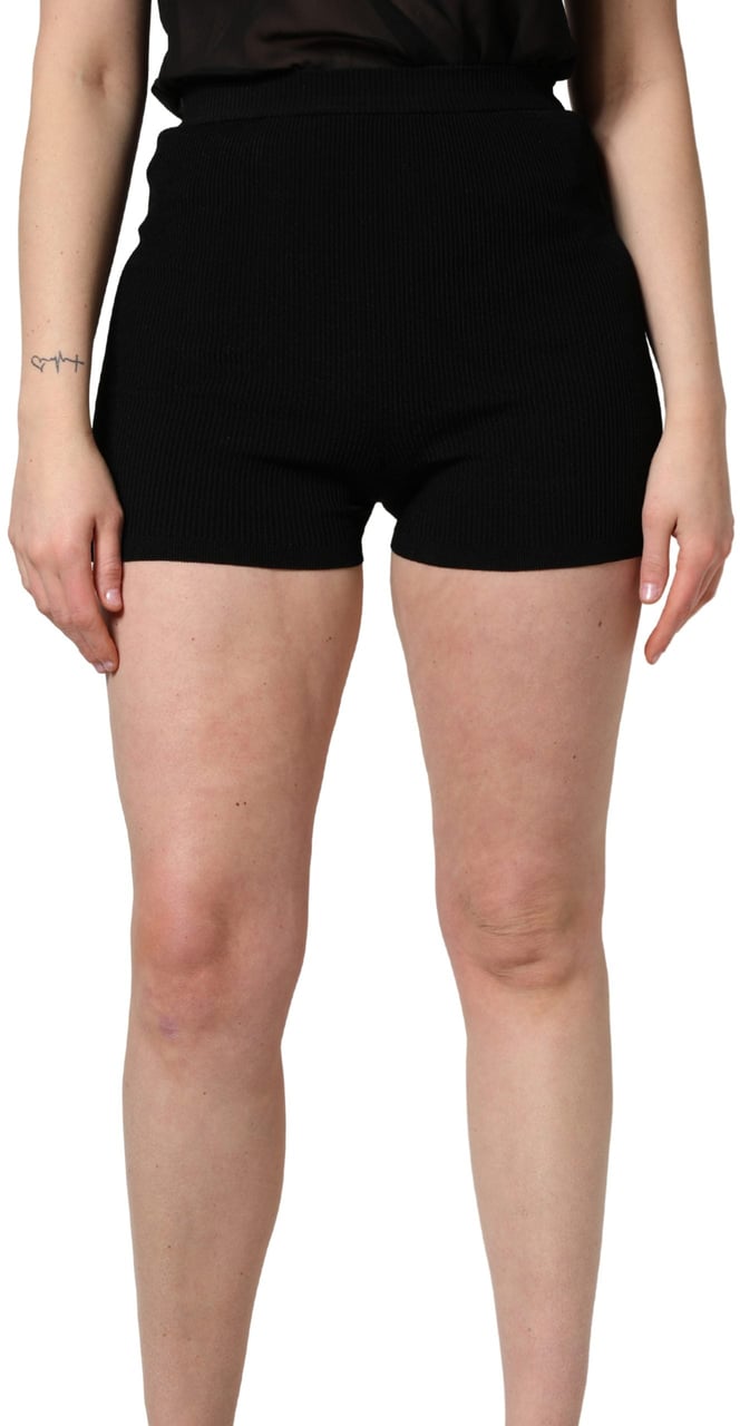Dolce & Gabbana Black Viscose High Waisted Hot Pants Shorts Zwart