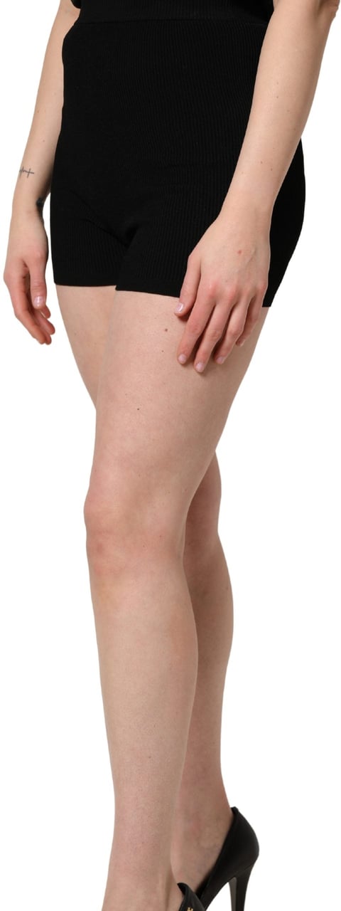 Dolce & Gabbana Black Viscose High Waisted Hot Pants Shorts Zwart