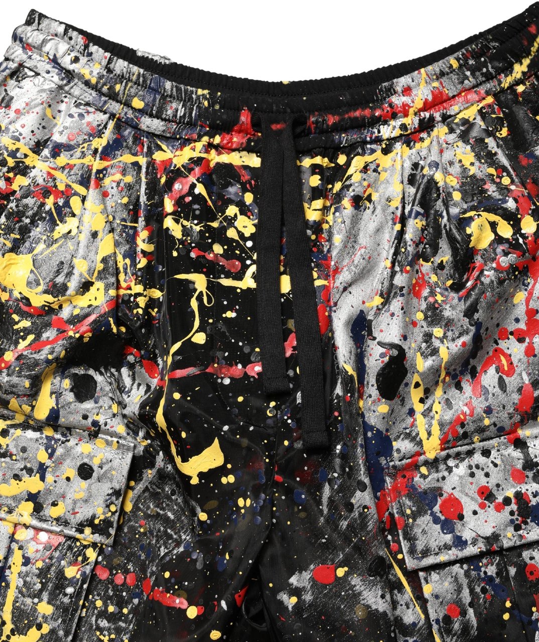 Dolce & Gabbana Black ColorSplash Effect Cargo Cropped Pants Zwart