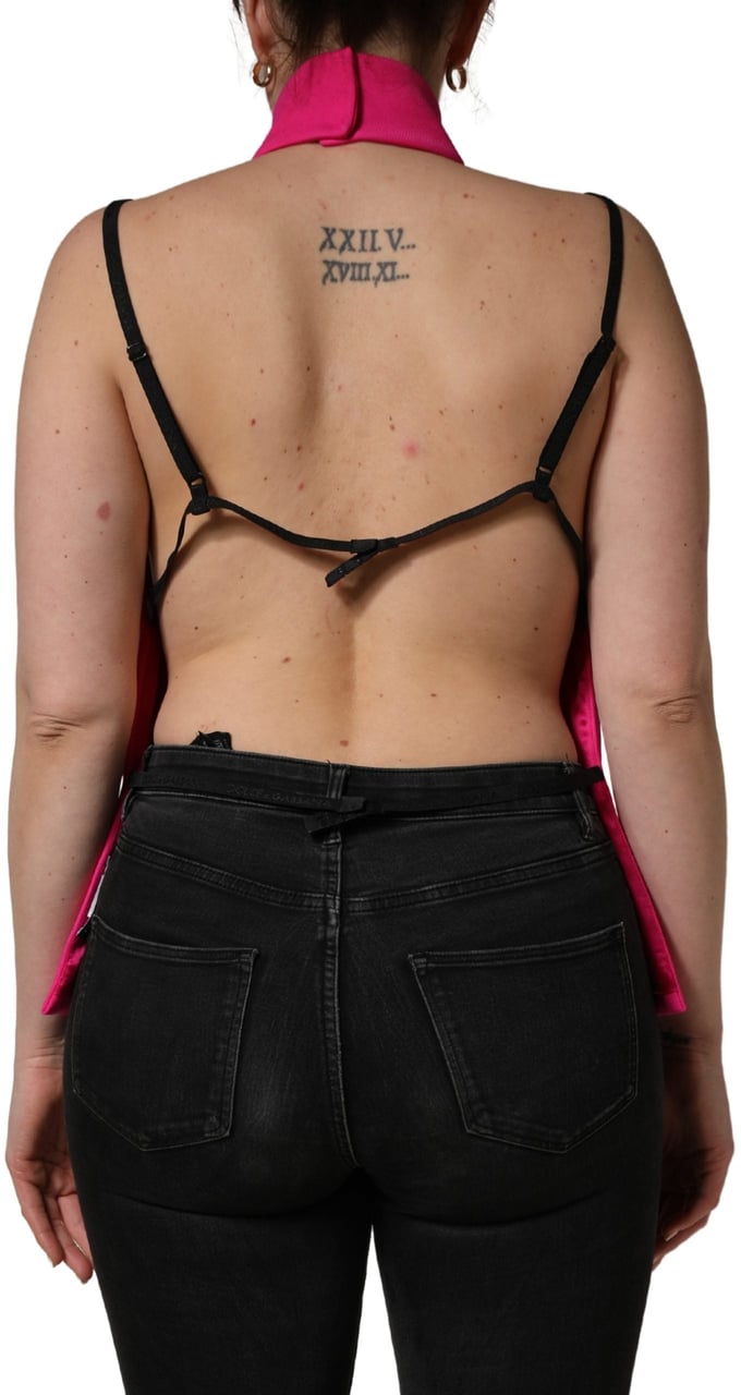 Dolce & Gabbana Hot Pink Wool Backless Sleeveless Tank Top Roze