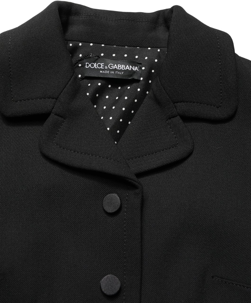 Dolce & Gabbana Black Collared Short Sleeves Cropped Blouse Top Zwart