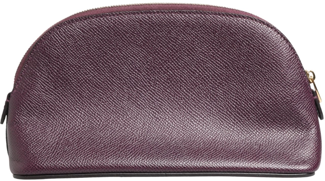 Dolce & Gabbana Dark Purple Leather DG Logo Zip Around Hand Purse Wallet Paars