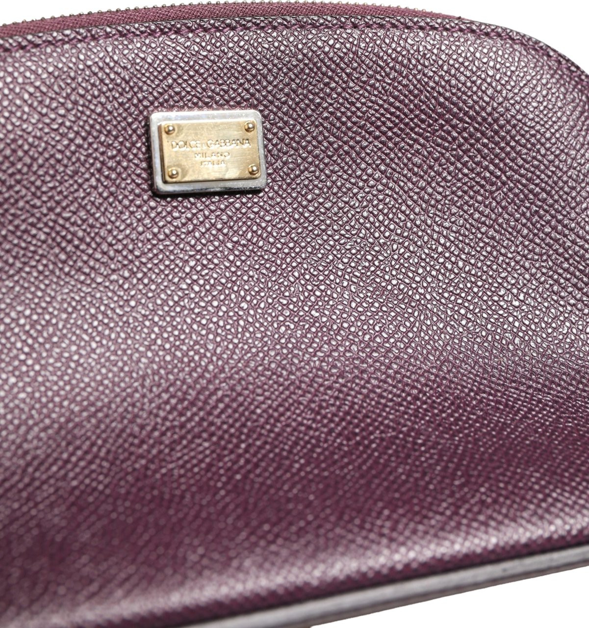 Dolce & Gabbana Dark Purple Leather DG Logo Zip Around Hand Purse Wallet Paars