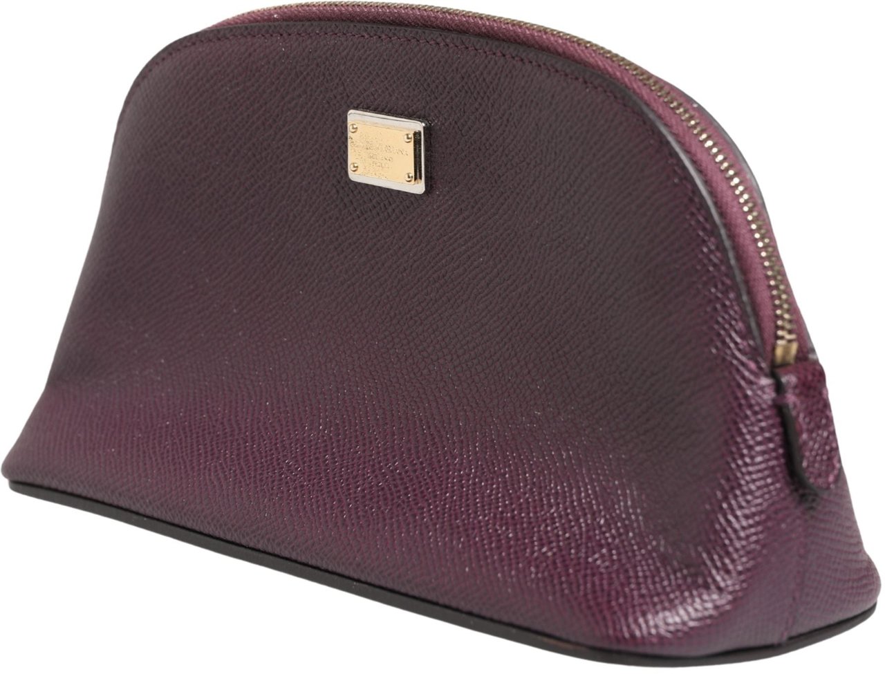 Dolce & Gabbana Dark Purple Leather DG Logo Zip Around Hand Purse Wallet Paars