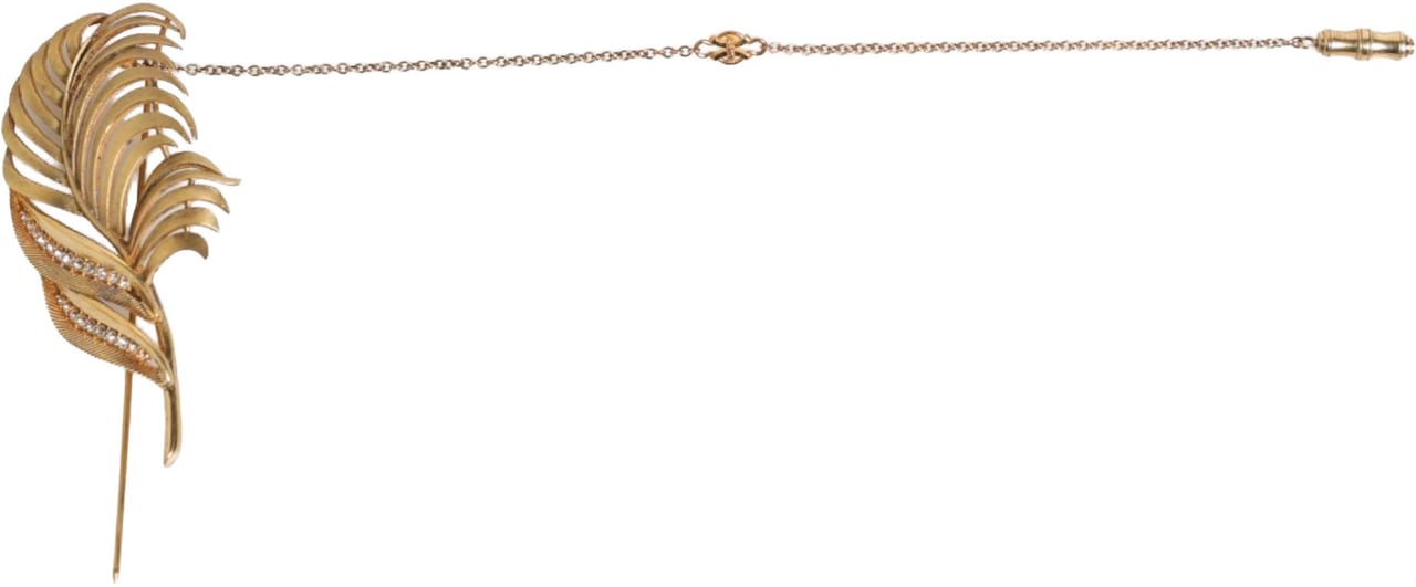 Dolce & Gabbana Gold Sterling Silver925 Leaf Embellished Lapel Pin Brooch Goud
