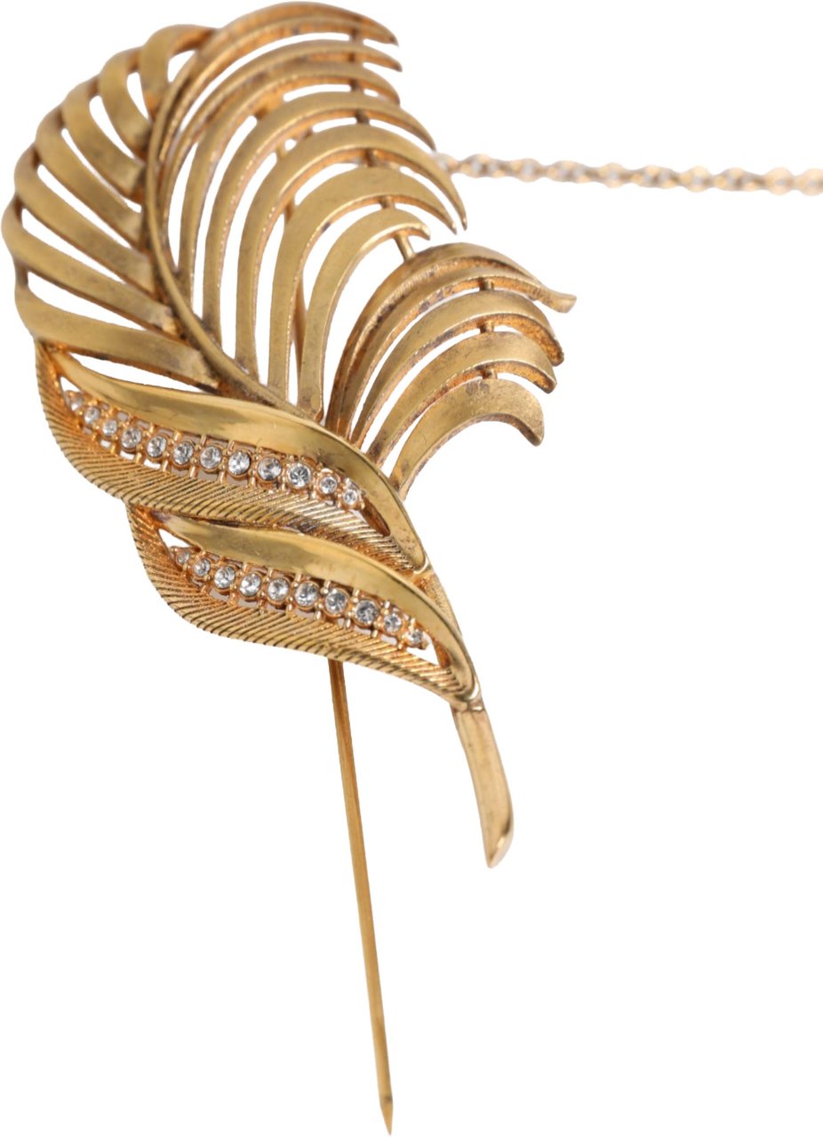 Dolce & Gabbana Gold Sterling Silver925 Leaf Embellished Lapel Pin Brooch Goud