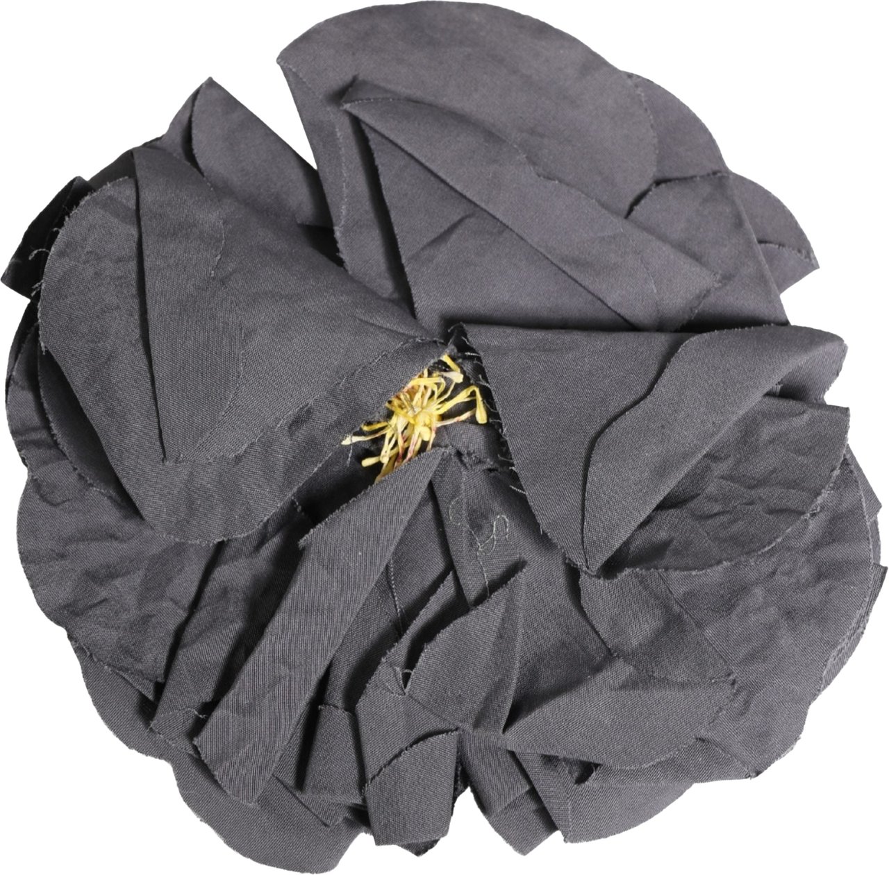 Dolce & Gabbana Gray Floral Motif Silk Blend Poplin Fabric Bar Pin Brooch Grijs