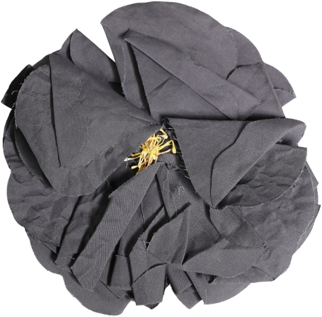Dolce & Gabbana Gray Floral Motif Silk Blend Poplin Fabric Bar Pin Brooch Grijs