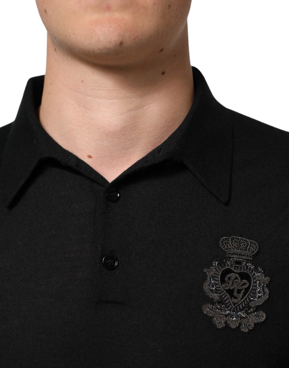 Dolce & Gabbana Black Crest Long Sleeve Men Pullover Sweater Zwart