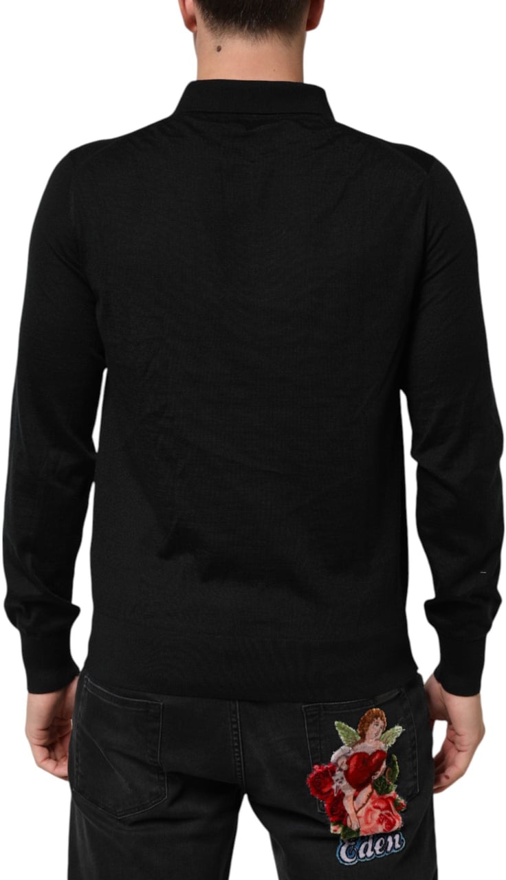 Dolce & Gabbana Black Crest Long Sleeve Men Pullover Sweater Zwart