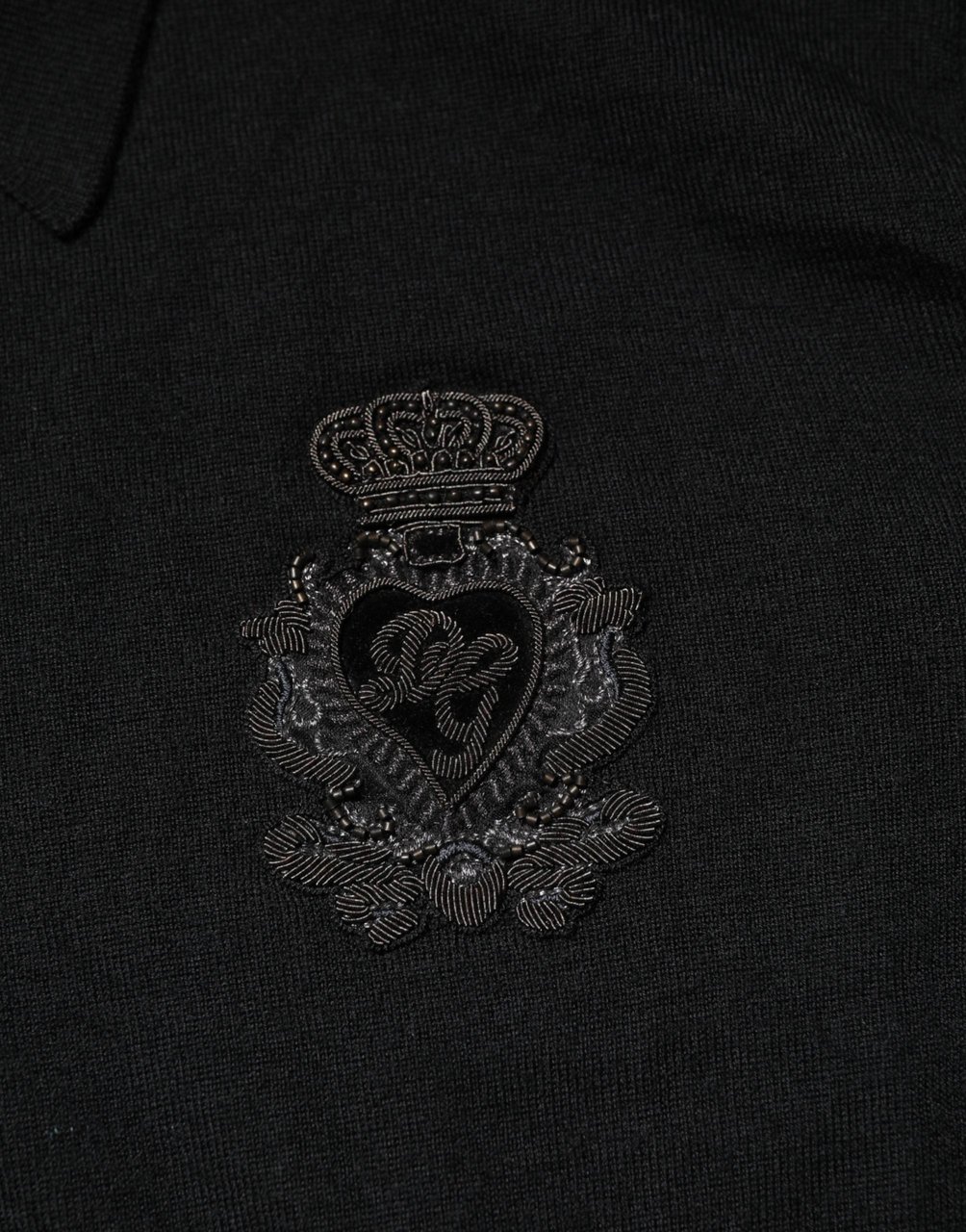 Dolce & Gabbana Black Crest Long Sleeve Men Pullover Sweater Zwart