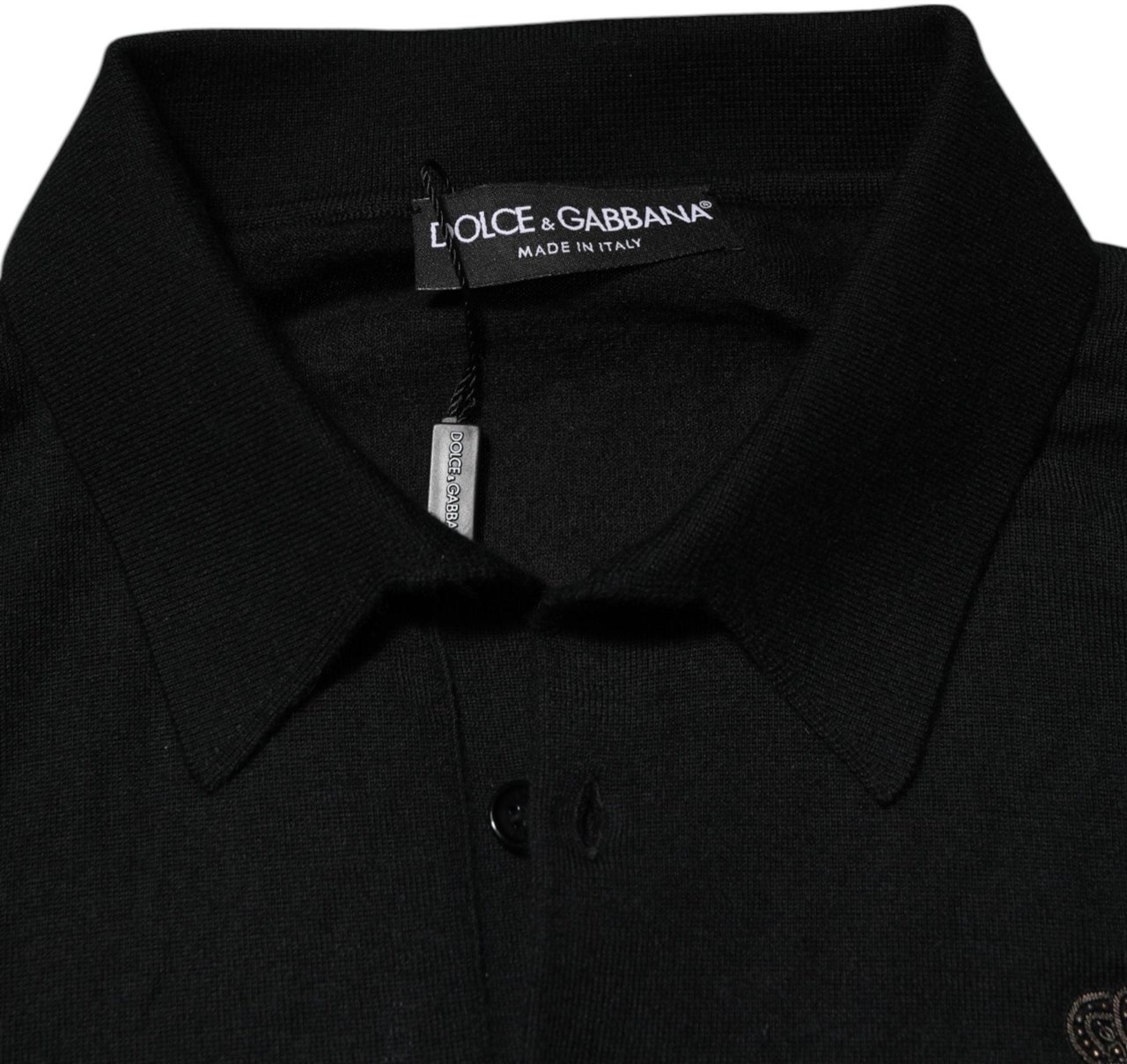 Dolce & Gabbana Black Crest Long Sleeve Men Pullover Sweater Zwart