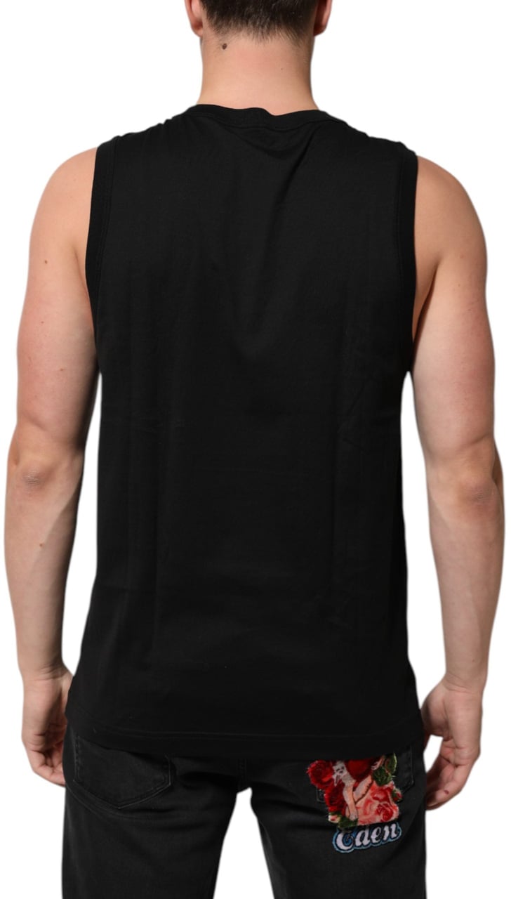 Dolce & Gabbana Black Cotton Sleeveless Men Tank Top T-shirt Zwart