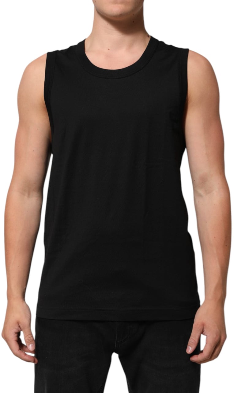 Dolce & Gabbana Black Cotton Sleeveless Men Tank Top T-shirt Zwart
