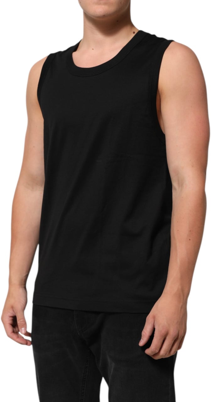 Dolce & Gabbana Black Cotton Sleeveless Men Tank Top T-shirt Zwart