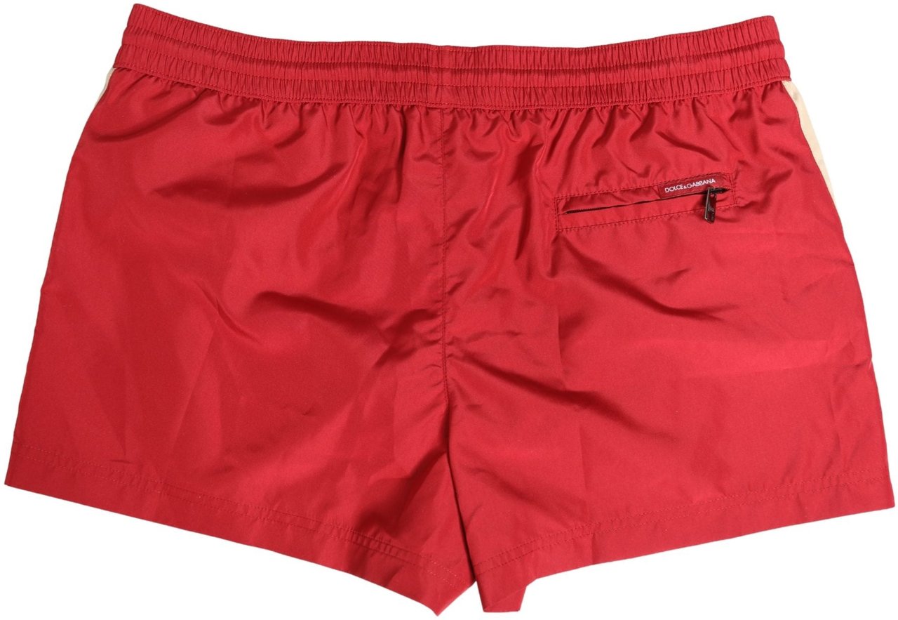 Dolce & Gabbana Red Polyester Men Drawstring Shorts Swimwear Rood