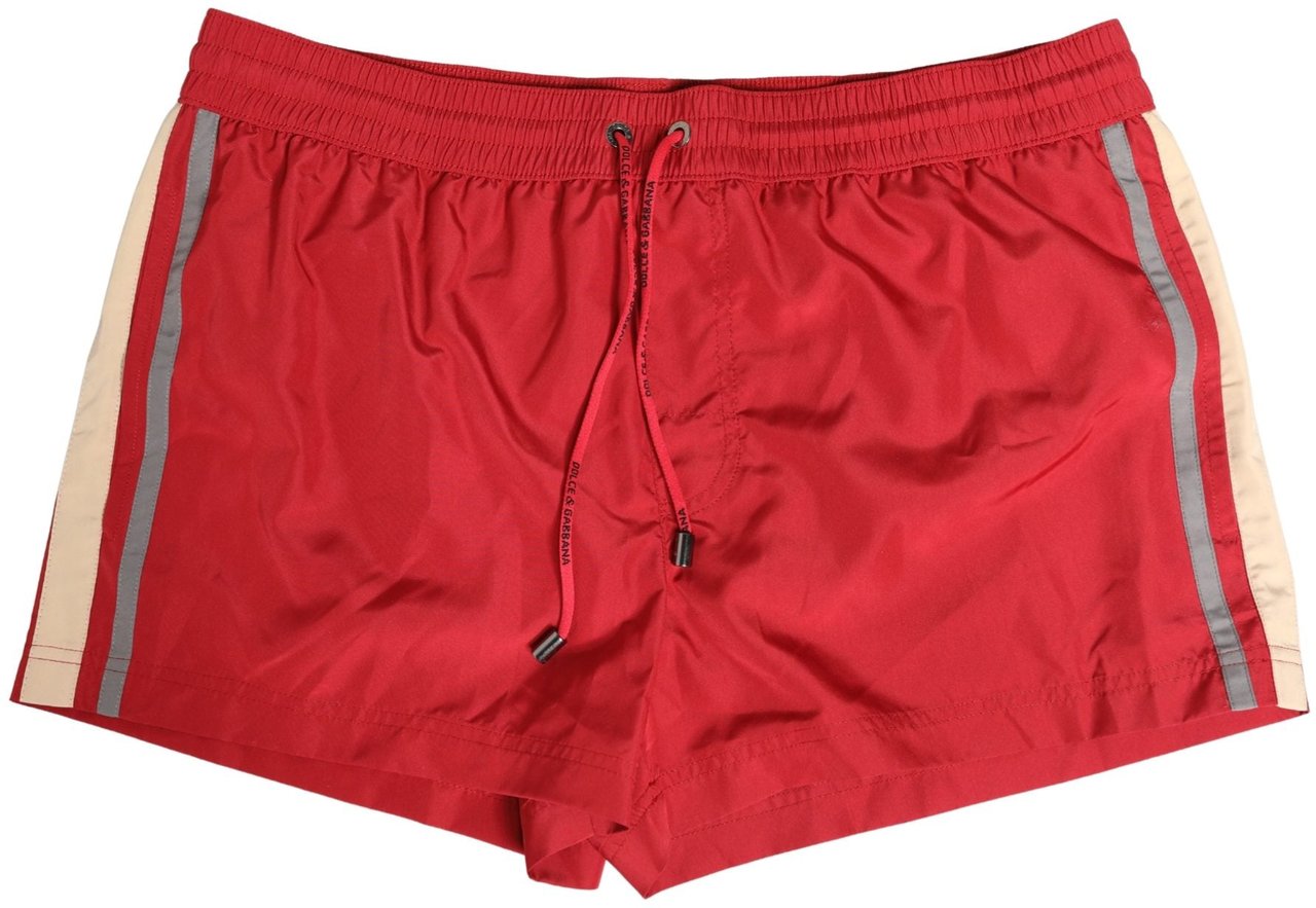 Dolce & Gabbana Red Polyester Men Drawstring Shorts Swimwear Rood