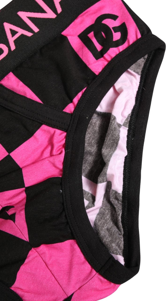 Dolce & Gabbana Black Pink Logo Cotton Brando Brief Underwear Zwart