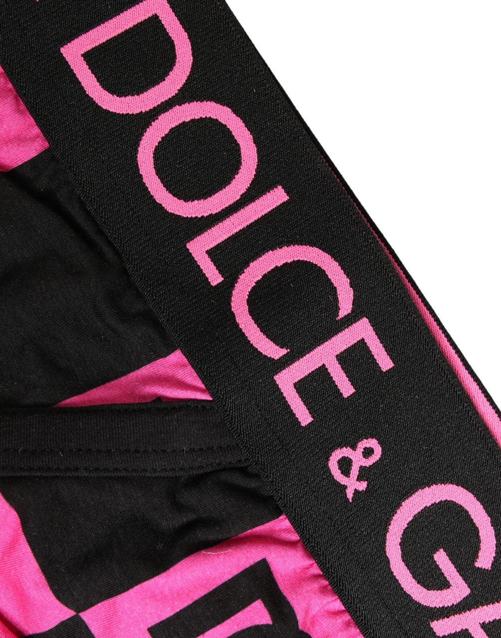 Dolce & Gabbana Black Pink Logo Cotton Brando Brief Underwear Zwart