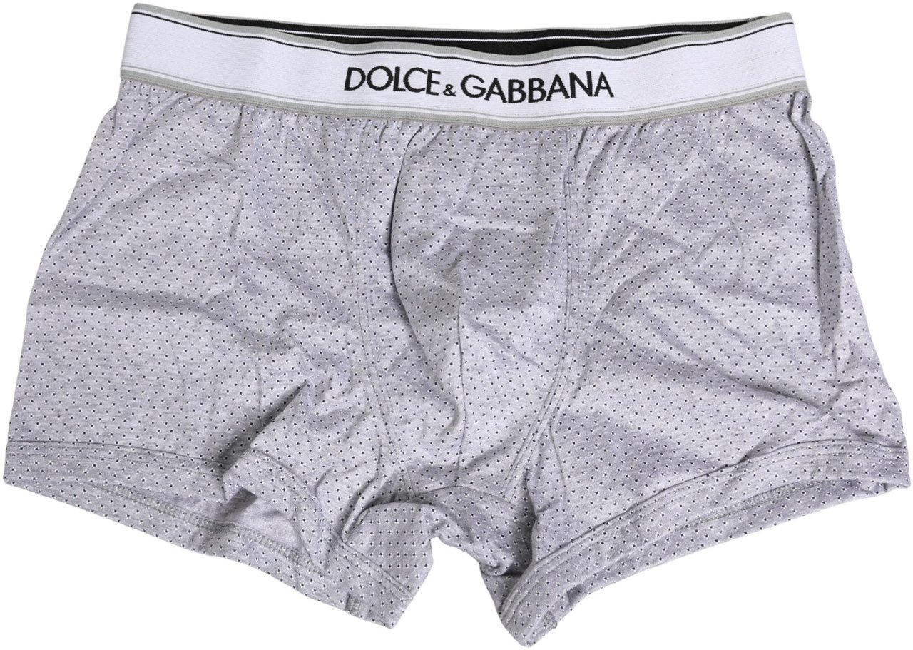 Dolce & Gabbana Gray Logo Cotton Men Regular Boxer Underwear Grijs