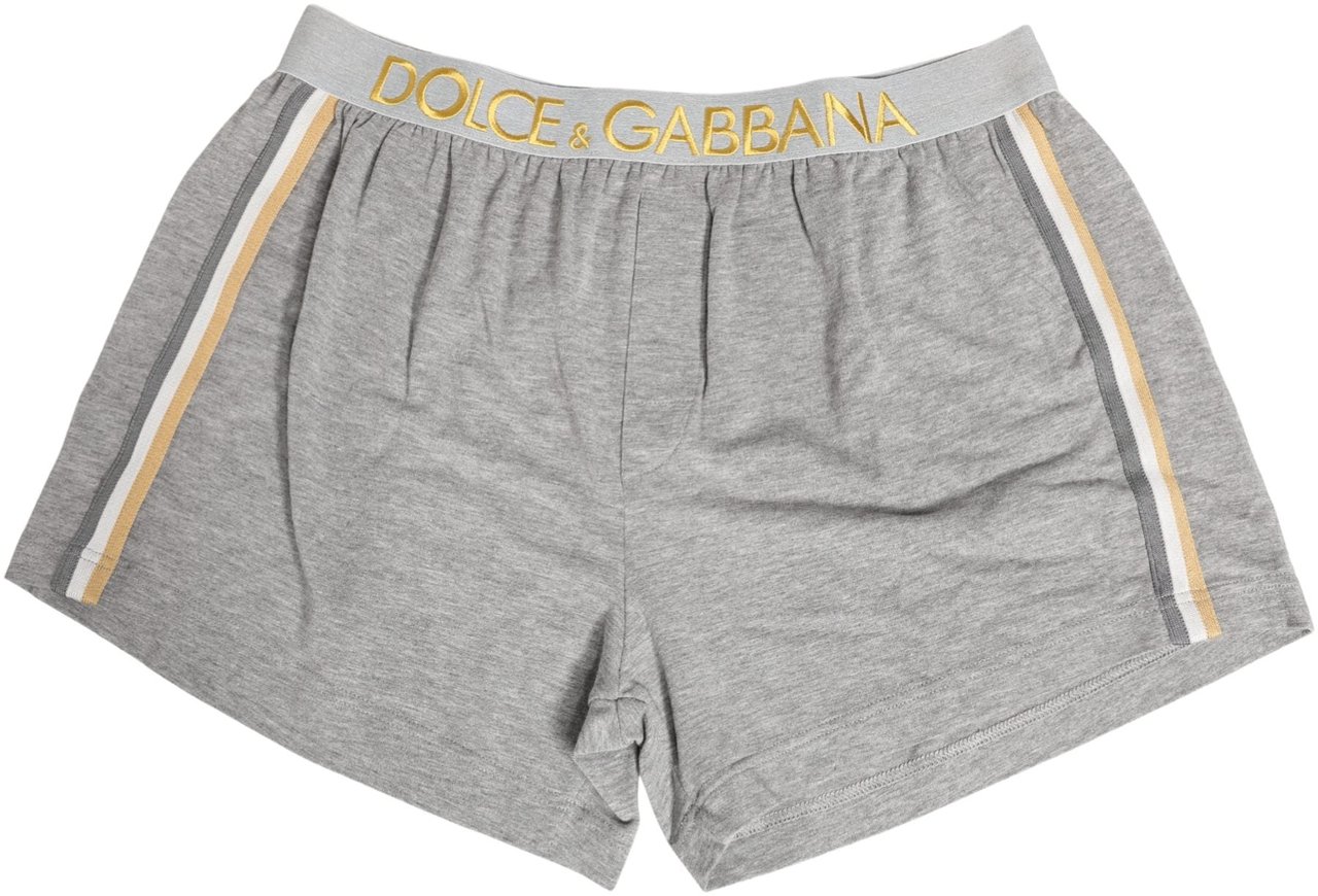 Dolce & Gabbana Gray Logo Waistband Cotton Men Boxer Underwear Grijs